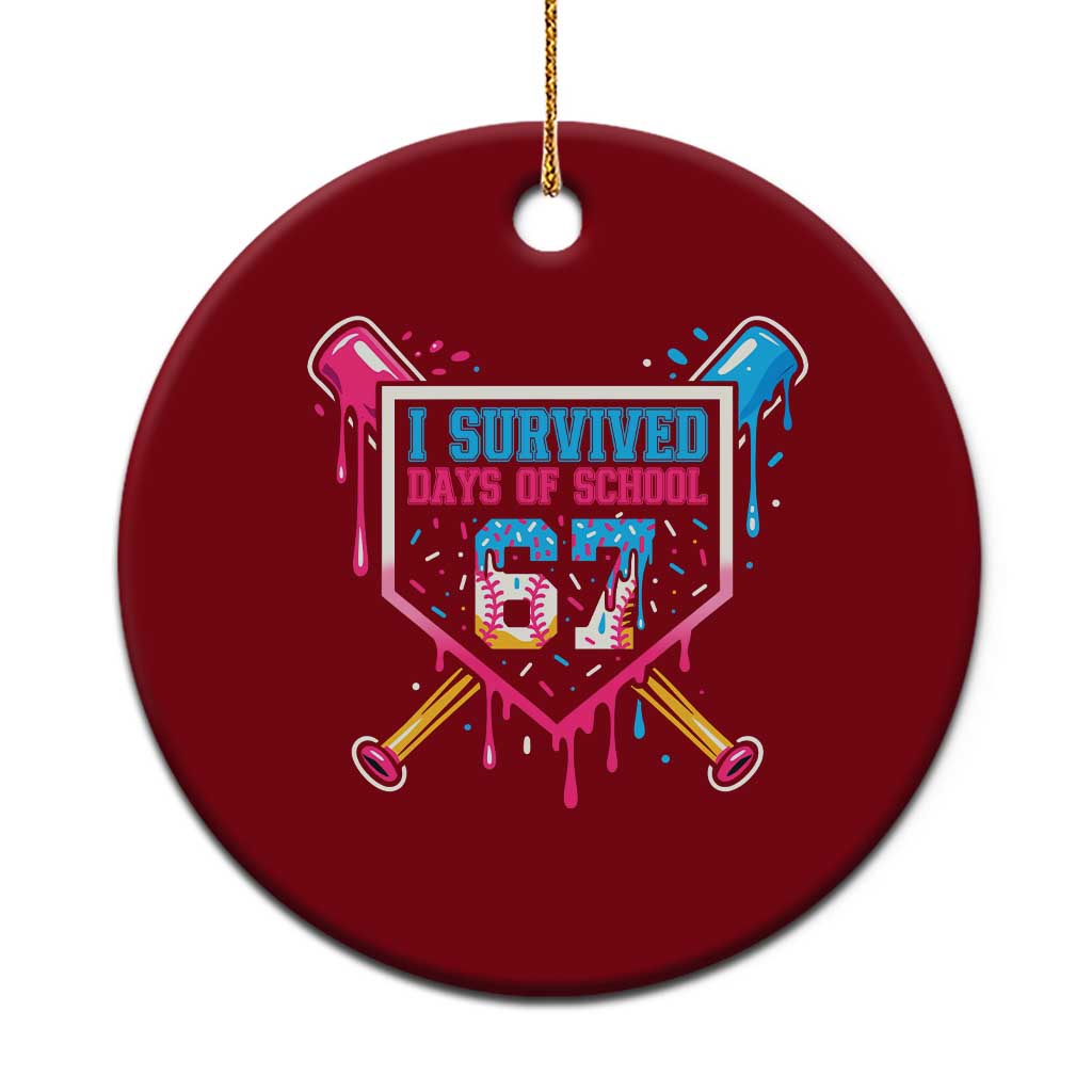 I Survived 67 Days Of School Baseball Ice Cream Ceramic Ornament Funny Christmas Six Seven Meme TS14 1pc Red Print Your Wear