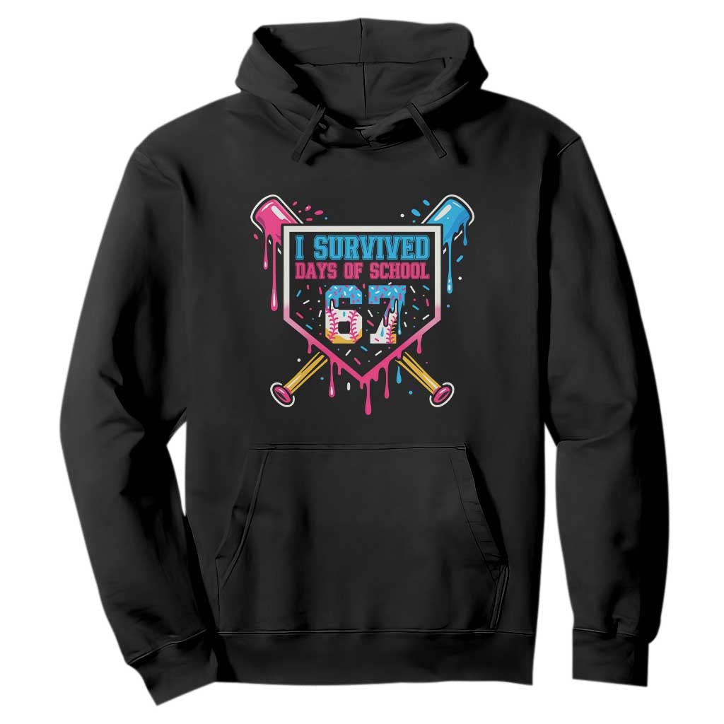 I Survived 67 Days Of School Baseball Ice Cream Hoodie Funny Christmas Six Seven Meme TS14 Black Print Your Wear