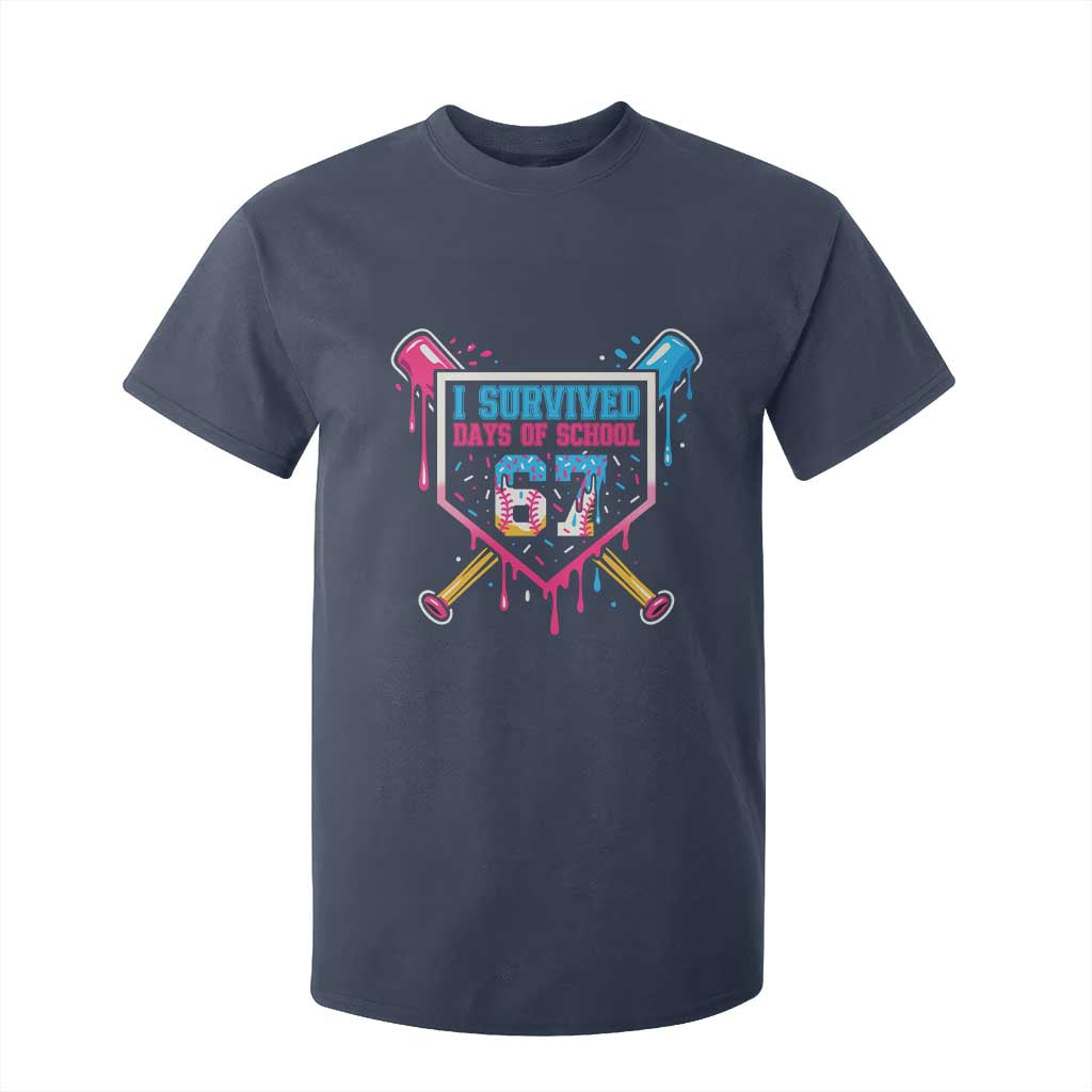 I Survived 67 Days Of School Baseball Ice Cream T Shirt For Kid Funny Christmas Six Seven Meme TS14 Navy Print Your Wear
