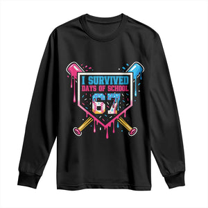 I Survived 67 Days Of School Baseball Ice Cream Long Sleeve Shirt Funny Christmas Six Seven Meme TS14 Black Print Your Wear