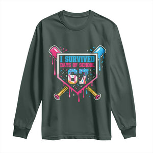 I Survived 67 Days Of School Baseball Ice Cream Long Sleeve Shirt Funny Christmas Six Seven Meme TS14 Dark Forest Green Print Your Wear