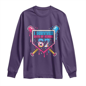 I Survived 67 Days Of School Baseball Ice Cream Long Sleeve Shirt Funny Christmas Six Seven Meme TS14 Purple Print Your Wear