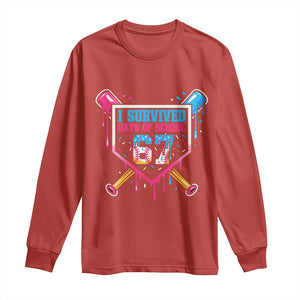 I Survived 67 Days Of School Baseball Ice Cream Long Sleeve Shirt Funny Christmas Six Seven Meme TS14 Red Print Your Wear