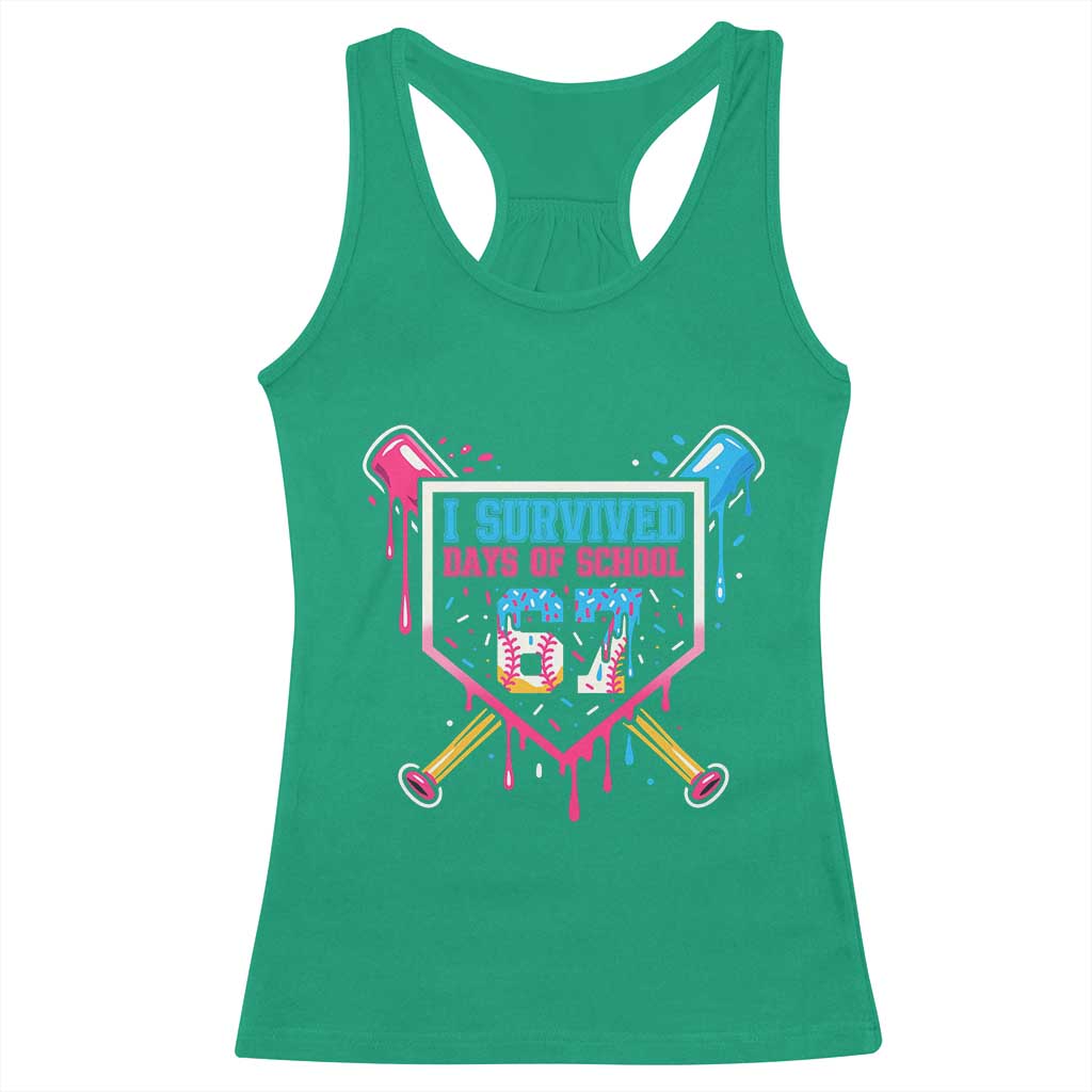 I Survived 67 Days Of School Baseball Ice Cream Racerback Tank Top Funny Christmas Six Seven Meme TS14 Irish Green Print Your Wear