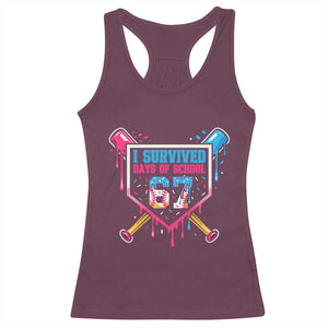 I Survived 67 Days Of School Baseball Ice Cream Racerback Tank Top Funny Christmas Six Seven Meme TS14 Maroon Print Your Wear