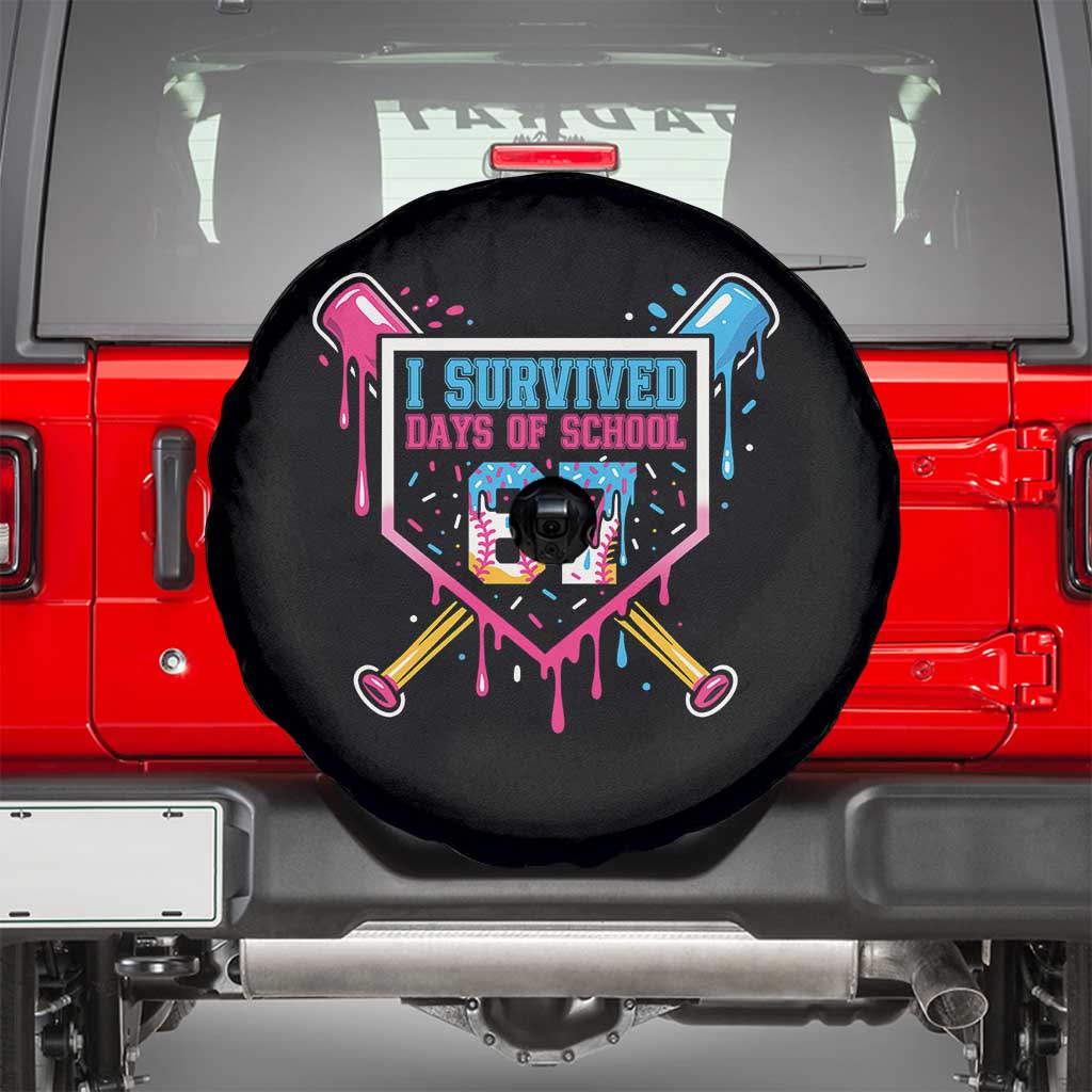 I Survived 67 Days Of School Baseball Ice Cream Spare Tire Cover Funny Christmas Six Seven Meme TS14 Black Print Your Wear