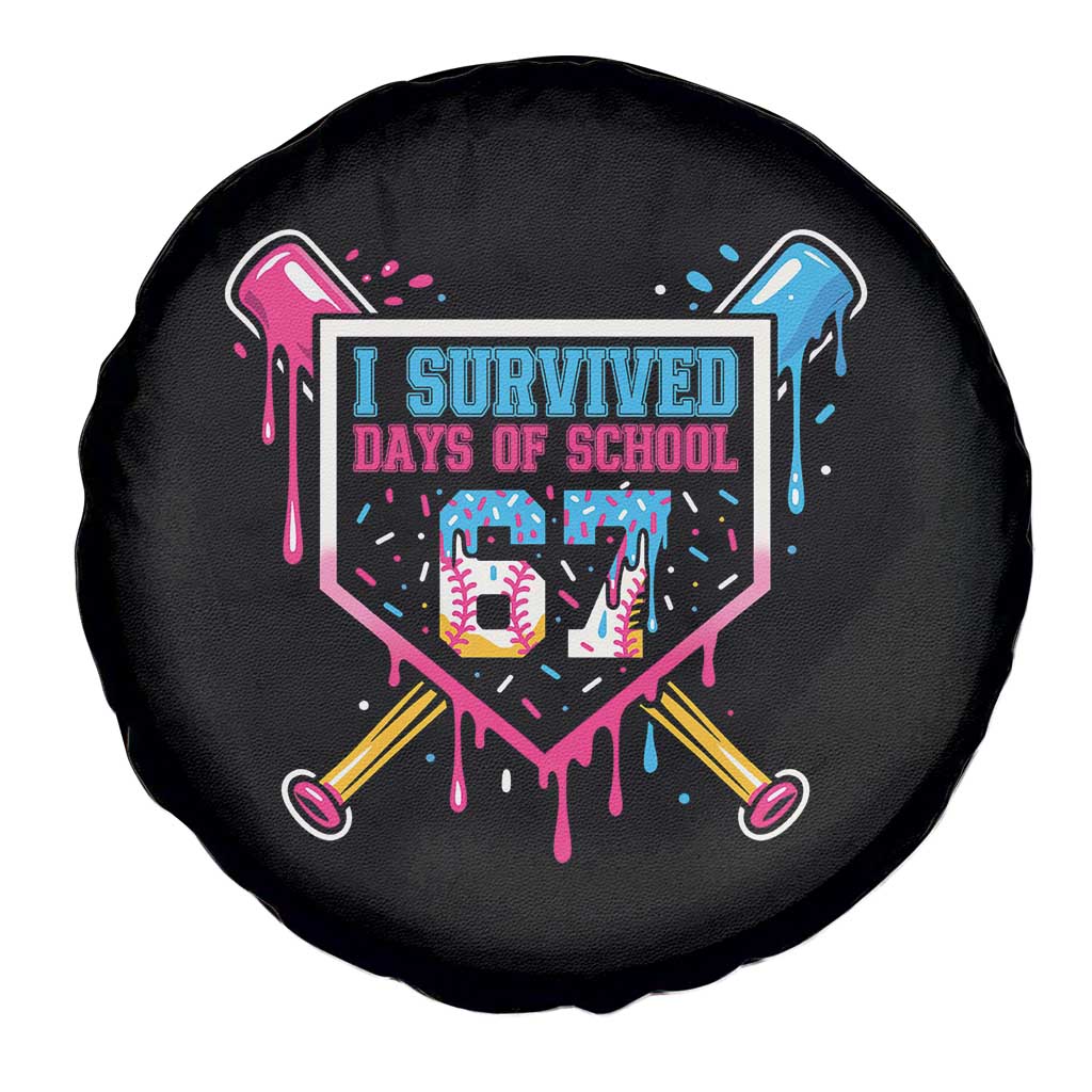 I Survived 67 Days Of School Baseball Ice Cream Spare Tire Cover Funny Christmas Six Seven Meme TS14 Print Your Wear