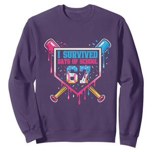 I Survived 67 Days Of School Baseball Ice Cream Sweatshirt Funny Christmas Six Seven Meme TS14 Purple Print Your Wear