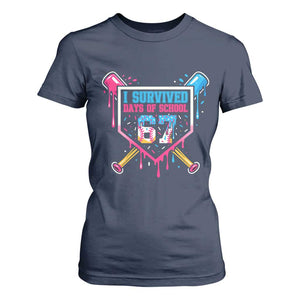 I Survived 67 Days Of School Baseball Ice Cream T Shirt For Women Funny Christmas Six Seven Meme TS14 Navy Print Your Wear