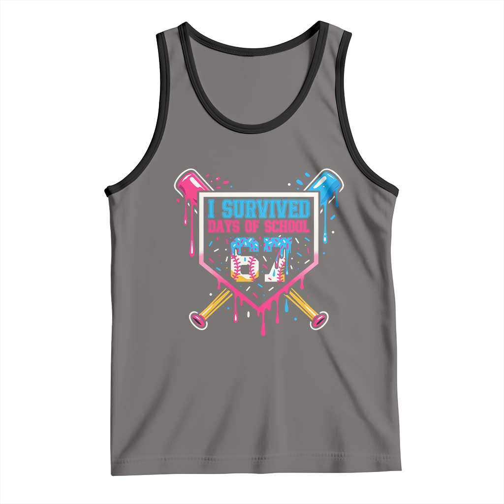 I Survived 67 Days Of School Baseball Ice Cream Tank Top Funny Christmas Six Seven Meme TS14 Deep Heather Black Print Your Wear