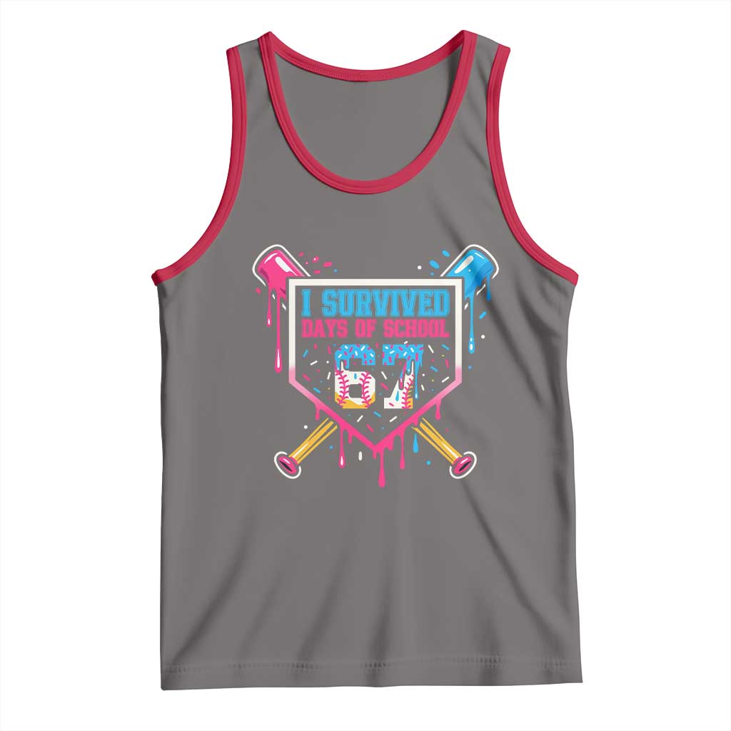 I Survived 67 Days Of School Baseball Ice Cream Tank Top Funny Christmas Six Seven Meme TS14 Deep Heather Red Print Your Wear