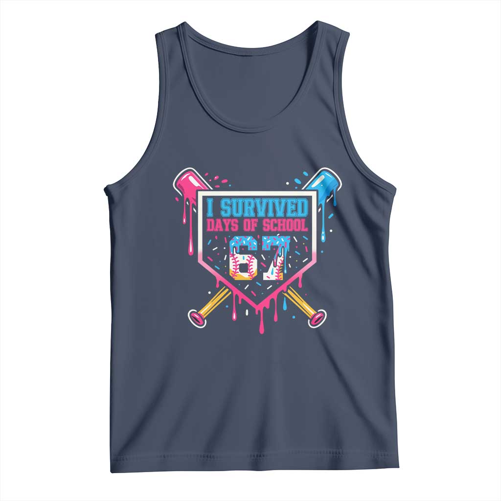 I Survived 67 Days Of School Baseball Ice Cream Tank Top Funny Christmas Six Seven Meme TS14 Navy Print Your Wear