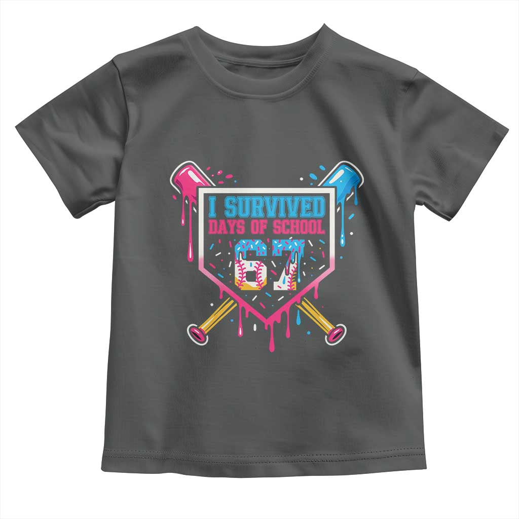 I Survived 67 Days Of School Baseball Ice Cream Toddler T Shirt Funny Christmas Six Seven Meme TS14 Dark Heather Print Your Wear
