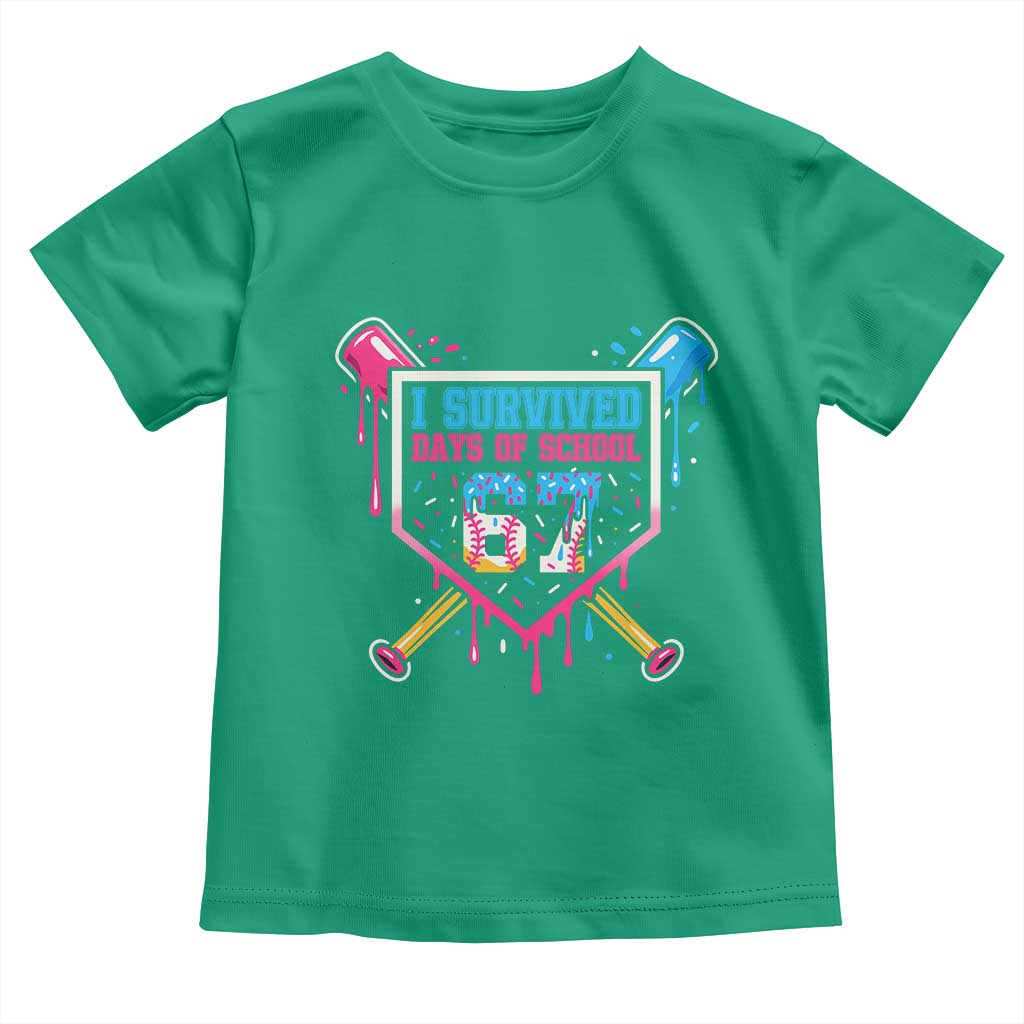 I Survived 67 Days Of School Baseball Ice Cream Toddler T Shirt Funny Christmas Six Seven Meme TS14 Irish Green Print Your Wear