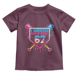I Survived 67 Days Of School Baseball Ice Cream Toddler T Shirt Funny Christmas Six Seven Meme TS14 Maroon Print Your Wear