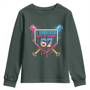 I Survived 67 Days Of School Baseball Ice Cream Youth Sweatshirt Funny Christmas Six Seven Meme TS14 Dark Forest Green Print Your Wear