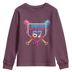 I Survived 67 Days Of School Baseball Ice Cream Youth Sweatshirt Funny Christmas Six Seven Meme TS14 Maroon Print Your Wear