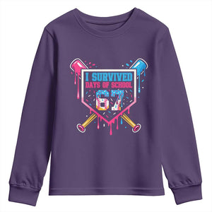 I Survived 67 Days Of School Baseball Ice Cream Youth Sweatshirt Funny Christmas Six Seven Meme TS14 Purple Print Your Wear