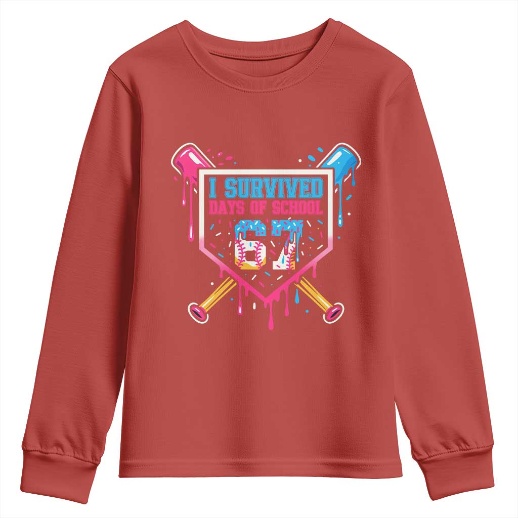 I Survived 67 Days Of School Baseball Ice Cream Youth Sweatshirt Funny Christmas Six Seven Meme TS14 Red Print Your Wear