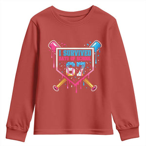 I Survived 67 Days Of School Baseball Ice Cream Youth Sweatshirt Funny Christmas Six Seven Meme TS14 Red Print Your Wear