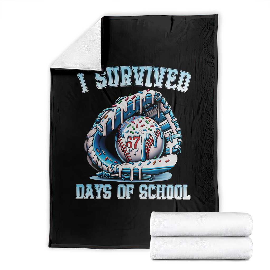 I Survived 67 Days Of School Baseball Glove Ice Cream Throw Blanket Funny Christmas Six Seven Meme TS14 Black Print Your Wear