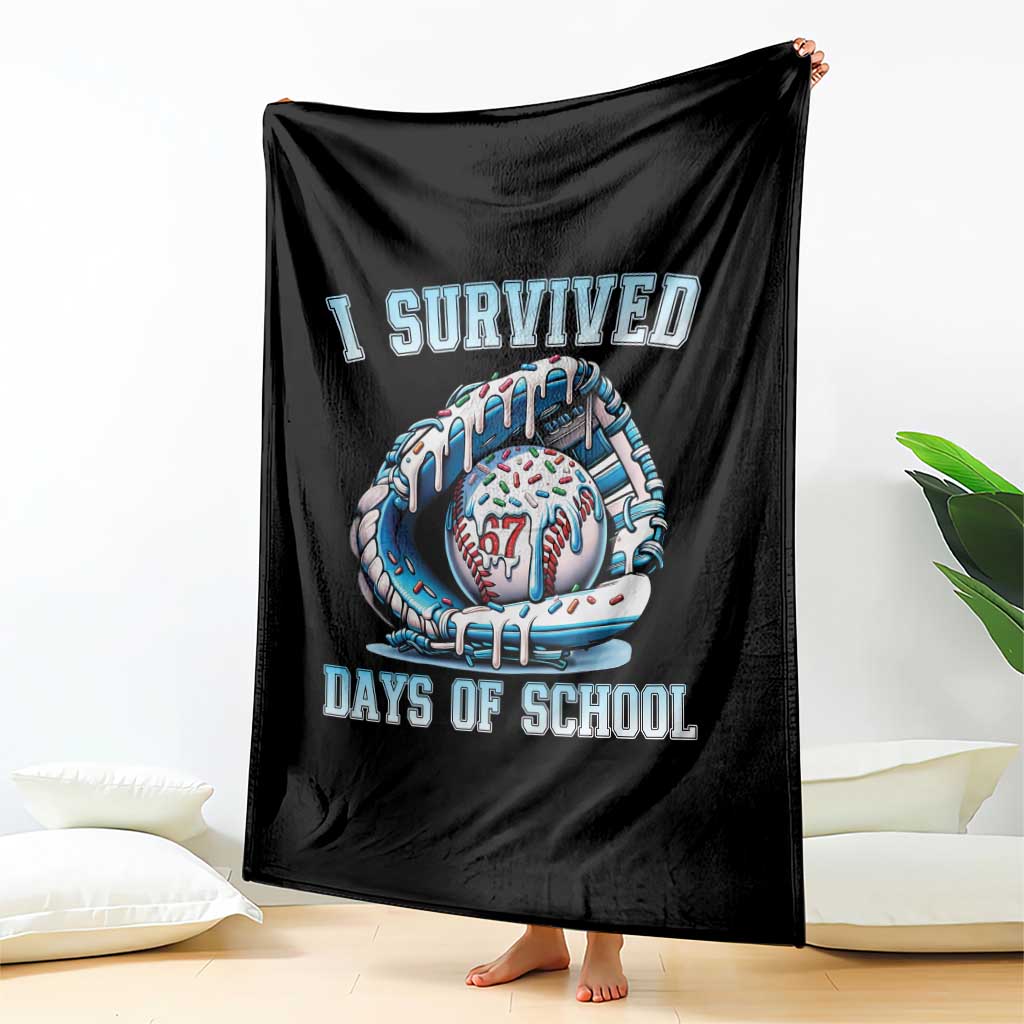 I Survived 67 Days Of School Baseball Glove Ice Cream Throw Blanket Funny Christmas Six Seven Meme TS14 Print Your Wear
