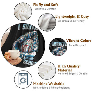 I Survived 67 Days Of School Baseball Glove Ice Cream Throw Blanket Funny Christmas Six Seven Meme TS14 Print Your Wear