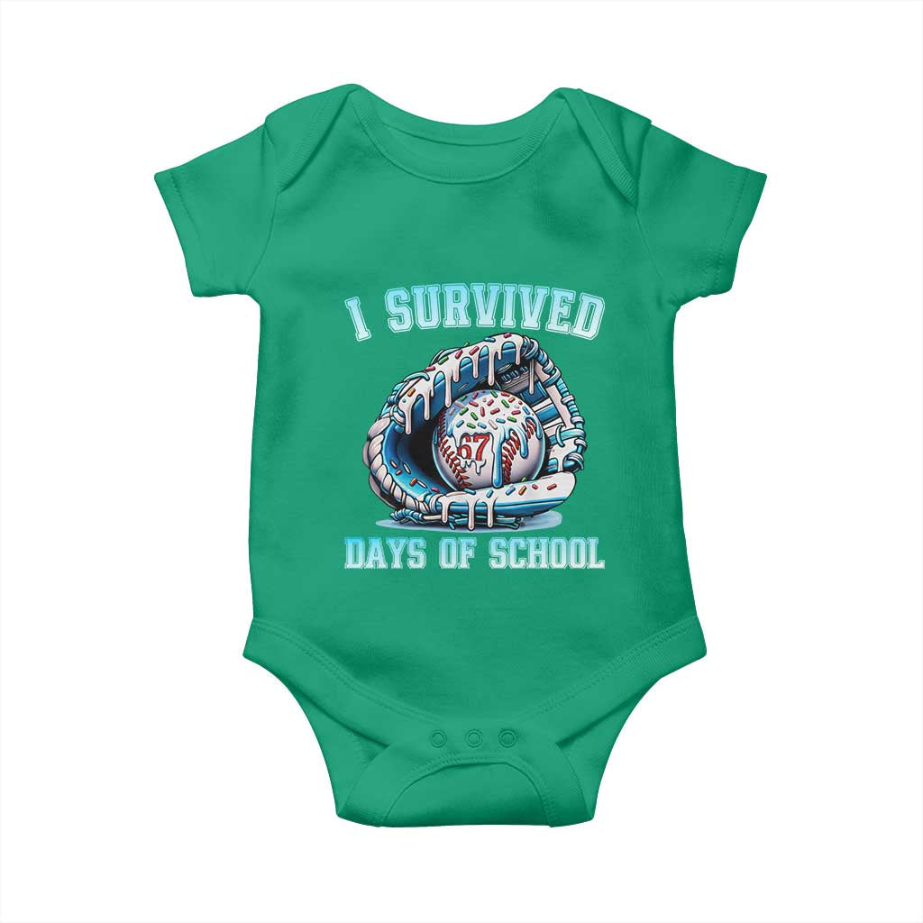 I Survived 67 Days Of School Baseball Glove Ice Cream Baby Onesie Funny Christmas Six Seven Meme TS14 Irish Green Print Your Wear