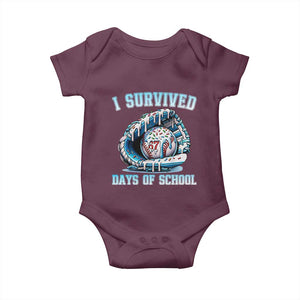 I Survived 67 Days Of School Baseball Glove Ice Cream Baby Onesie Funny Christmas Six Seven Meme TS14 Maroon Print Your Wear