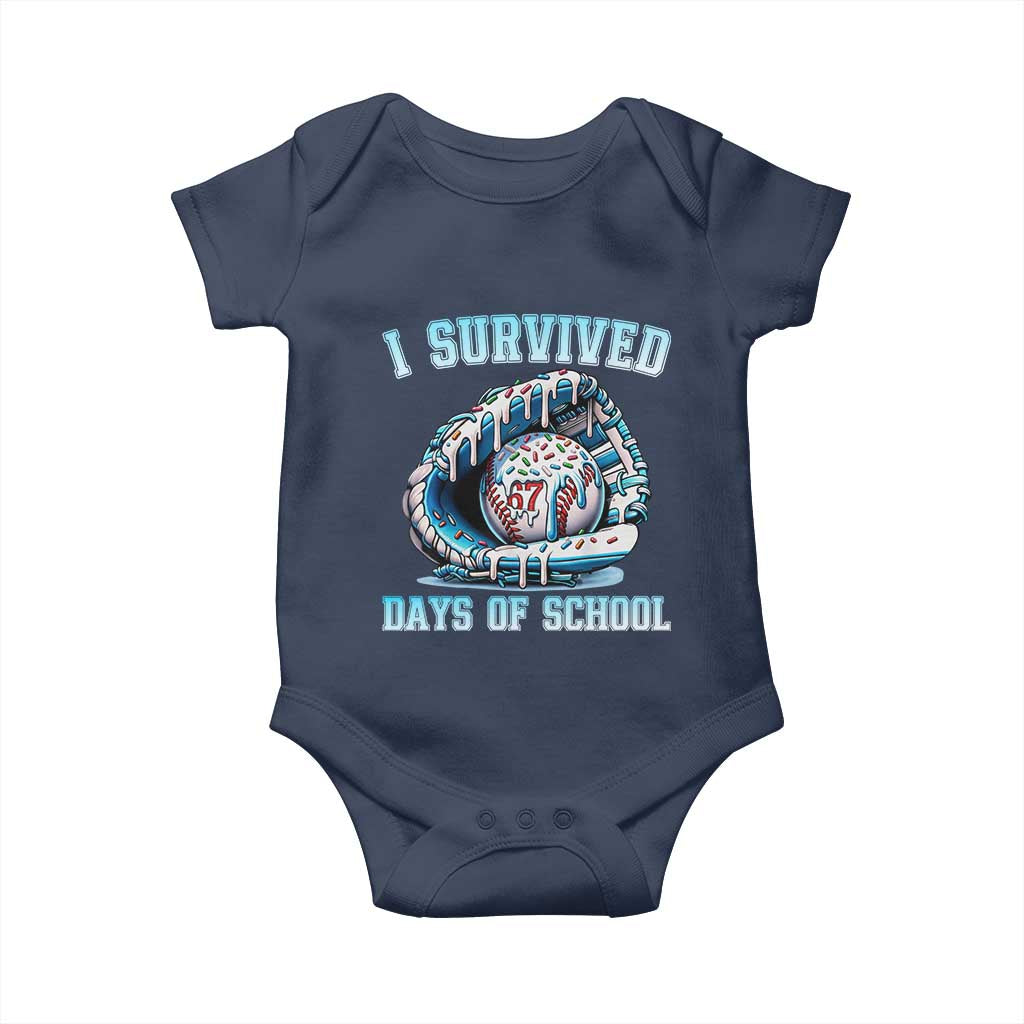 I Survived 67 Days Of School Baseball Glove Ice Cream Baby Onesie Funny Christmas Six Seven Meme TS14 Navy Print Your Wear