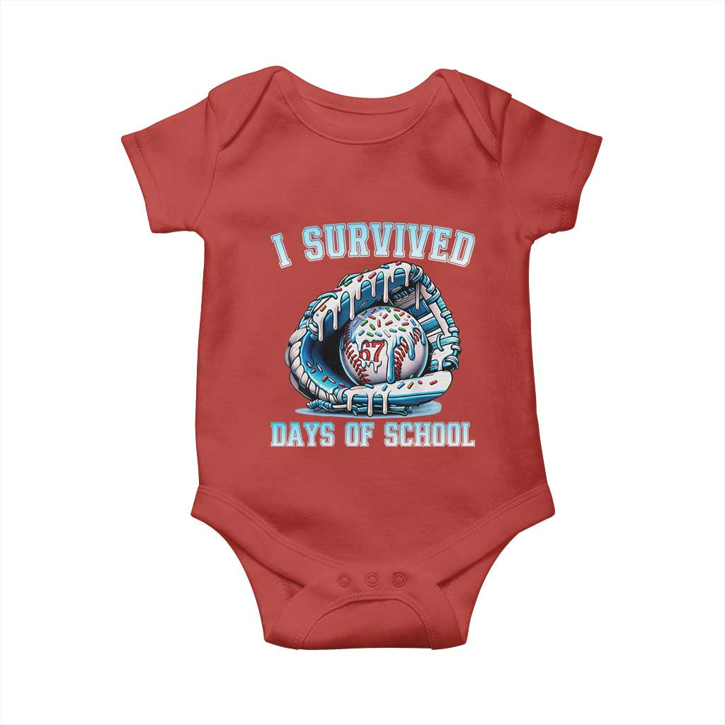 I Survived 67 Days Of School Baseball Glove Ice Cream Baby Onesie Funny Christmas Six Seven Meme TS14 Red Print Your Wear