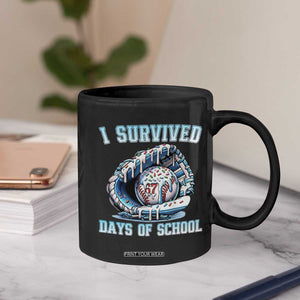 I Survived 67 Days Of School Baseball Glove Ice Cream Coffee Mug Funny Christmas Six Seven Meme - Print Your Wear