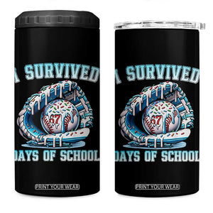 I Survived 67 Days Of School Baseball Glove Ice Cream 4 in 1 Can Cooler Tumbler Funny Christmas Six Seven Meme TS14 One Size: 16 oz Black Print Your Wear