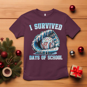 I Survived 67 Days Of School Baseball Glove Ice Cream T Shirt Funny Christmas Six Seven Meme TS14 Maroon Print Your Wear