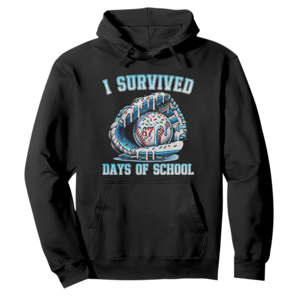 I Survived 67 Days Of School Baseball Glove Ice Cream Hoodie Funny Christmas Six Seven Meme TS14 Black Print Your Wear