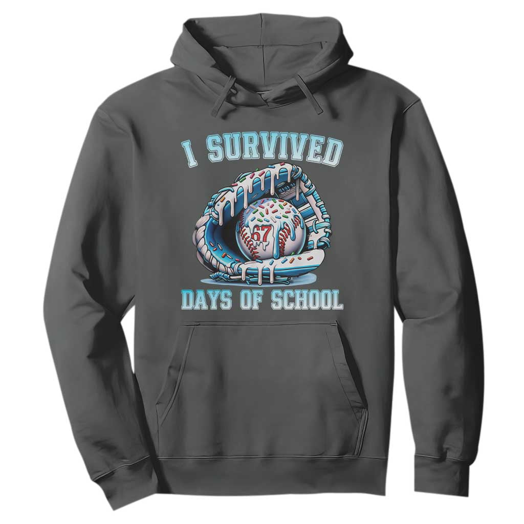 I Survived 67 Days Of School Baseball Glove Ice Cream Hoodie Funny Christmas Six Seven Meme TS14 Dark Heather Print Your Wear