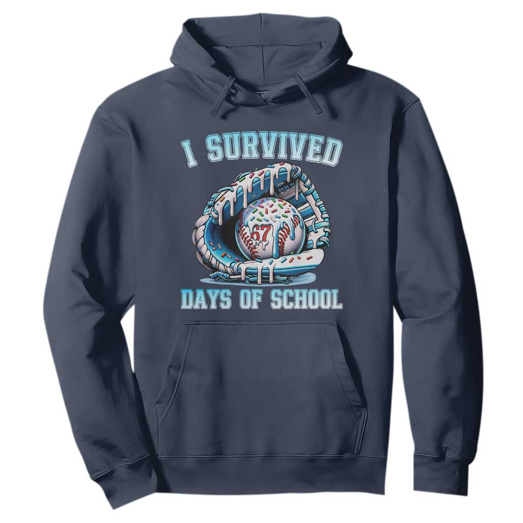 I Survived 67 Days Of School Baseball Glove Ice Cream Hoodie Funny Christmas Six Seven Meme TS14 Navy Print Your Wear
