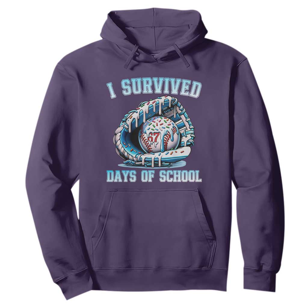 I Survived 67 Days Of School Baseball Glove Ice Cream Hoodie Funny Christmas Six Seven Meme TS14 Purple Print Your Wear
