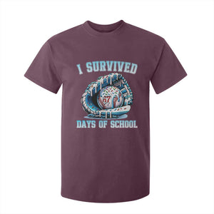 I Survived 67 Days Of School Baseball Glove Ice Cream T Shirt For Kid Funny Christmas Six Seven Meme TS14 Maroon Print Your Wear