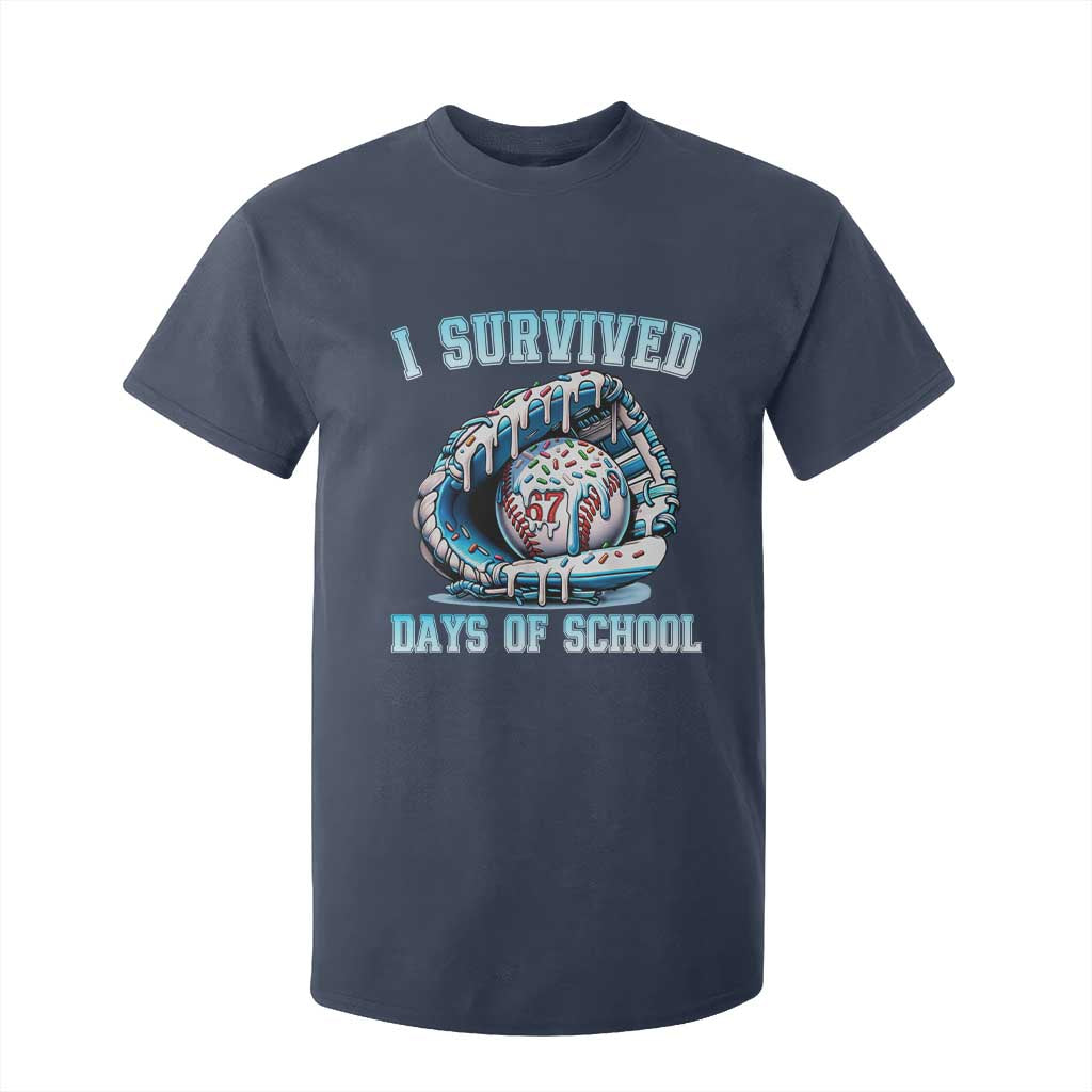 I Survived 67 Days Of School Baseball Glove Ice Cream T Shirt For Kid Funny Christmas Six Seven Meme TS14 Navy Print Your Wear