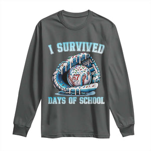 I Survived 67 Days Of School Baseball Glove Ice Cream Long Sleeve Shirt Funny Christmas Six Seven Meme TS14 Dark Heather Print Your Wear