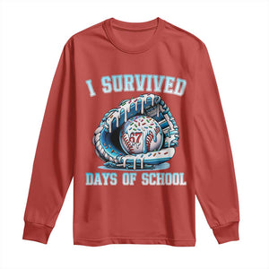 I Survived 67 Days Of School Baseball Glove Ice Cream Long Sleeve Shirt Funny Christmas Six Seven Meme TS14 Red Print Your Wear