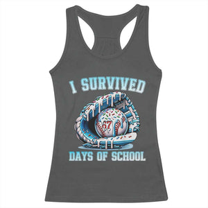 I Survived 67 Days Of School Baseball Glove Ice Cream Racerback Tank Top Funny Christmas Six Seven Meme TS14 Dark Heather Print Your Wear
