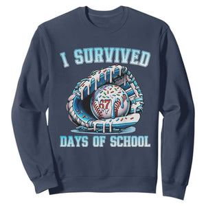 I Survived 67 Days Of School Baseball Glove Ice Cream Sweatshirt Funny Christmas Six Seven Meme TS14 Navy Print Your Wear