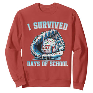 I Survived 67 Days Of School Baseball Glove Ice Cream Sweatshirt Funny Christmas Six Seven Meme TS14 Red Print Your Wear