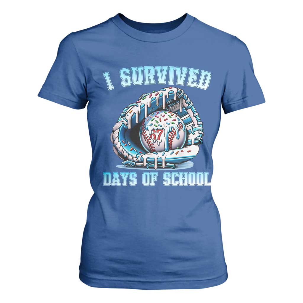 I Survived 67 Days Of School Baseball Glove Ice Cream T Shirt For Women Funny Christmas Six Seven Meme TS14 Royal Blue Print Your Wear