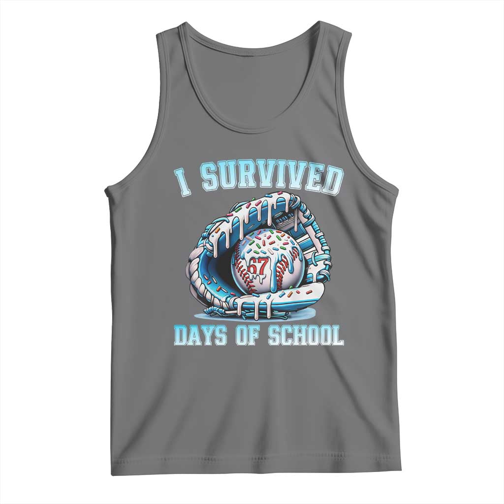 I Survived 67 Days Of School Baseball Glove Ice Cream Tank Top Funny Christmas Six Seven Meme TS14 Black Heather Print Your Wear