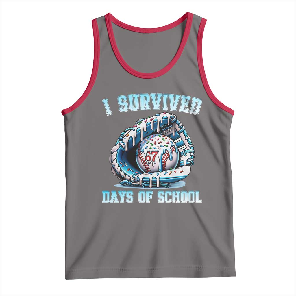 I Survived 67 Days Of School Baseball Glove Ice Cream Tank Top Funny Christmas Six Seven Meme TS14 Deep Heather Red Print Your Wear