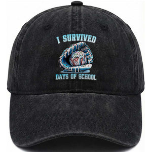 I Survived 67 Days Of School Baseball Glove Ice Cream Washed Cotton Baseball Cap Funny Christmas Six Seven Meme TS14 Washed Cap Universal Fit Black Print Your Wear