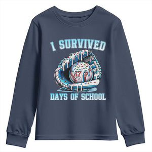 I Survived 67 Days Of School Baseball Glove Ice Cream Youth Sweatshirt Funny Christmas Six Seven Meme TS14 Navy Print Your Wear